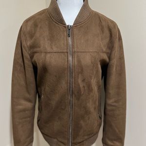 Brown suede bomber jacket